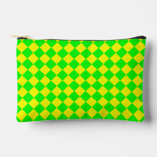 Gelb Grüne Checker-Diamant-Muster Klein Zubehörtasche