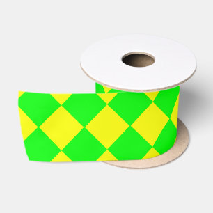 Gelb Grüne Checker-Diamant-Muster Satinband