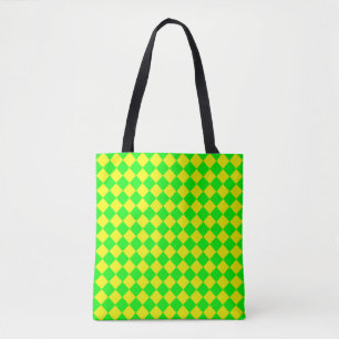 Gelb Grüne Checker-Diamant-Muster-Schulter