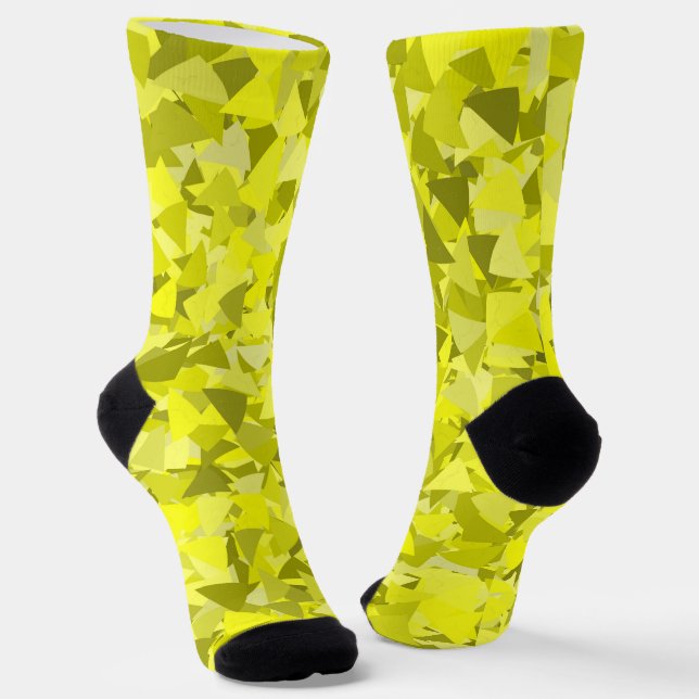 Gelb Grüne Dreiecksmuster Socken (Gewinkelt)