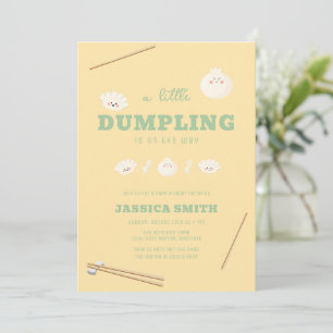 Gelb Grüne Kawaii Bao-Dumpling-Baby-Party Einladung