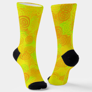 Gelb Grüne Orange Schwünge Muster Socken