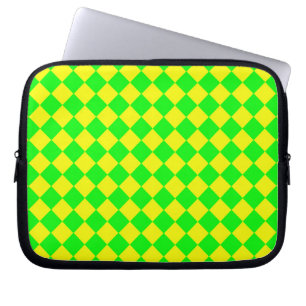 Gelb Grüne Schachbrett-Diamant-Muster Laptopschutzhülle