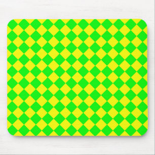 Gelb Grüne Schachbrett-Diamantmuster  Mousepad