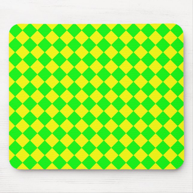 Gelb Grüne Schachbrett-Diamantmuster  Mousepad (Vorne)