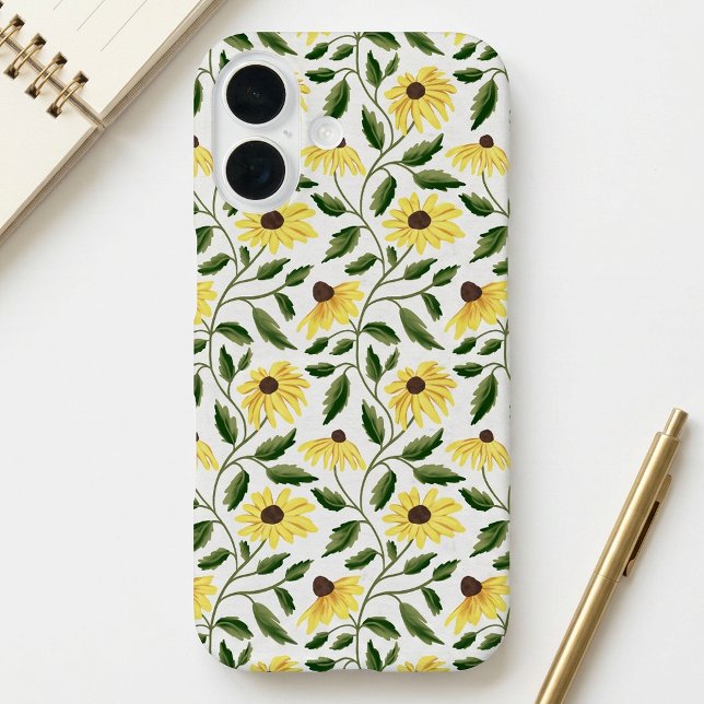 Gelb grüne Sonnenblume Wasserfarbe Wildblume Case-Mate iPhone Hülle (Yellow Green Sunflower Watercolor Wildflower iPhone 16 Case)