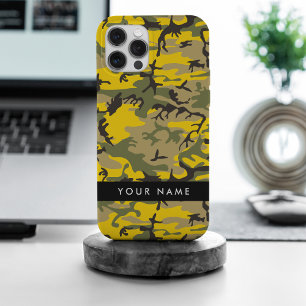 Gelb-grüne Tarnung Personalisieren Sie Ihren Namen iPhone 15 Pro Max Hülle