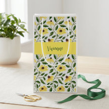 Gelb-grüne Wildblumen-Wasserfarben-Monogramm