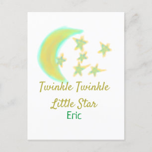 Gelb grüner Glanz Twinkle Little Star Name hinzufü Postkarte