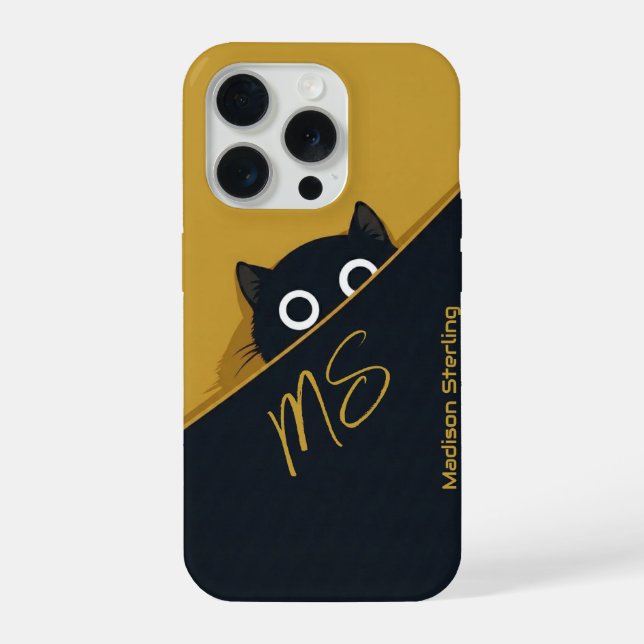 Gelb-grüner iPhone-Hüllen-Katze mit Blick iPhone Hülle (Rückseite)