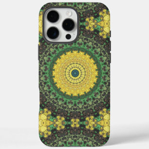 Gelb-grünes Kaleidoskop-Mandala-Muster iPhone 16 Pro Max Hülle