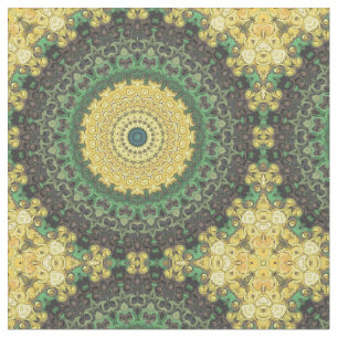Gelb-grünes Kaleidoskop-Mandala-Muster Stoff