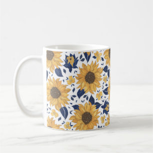 Gelb-grünes Sonnenblumenmuster Kaffeetasse