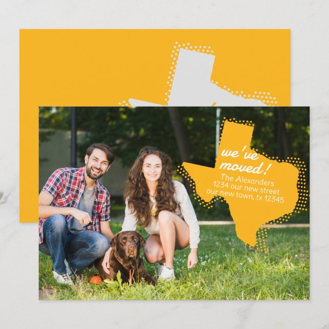 Gelb haben wir bewegt - gepunktete Texas bewegen Ankündigung (Vorne/Hinten)