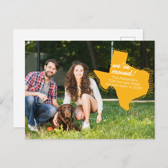 Gelb haben wir bewegt - gepunktete Texas bewegen Postkarte (Vorne/Hinten)