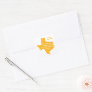 Gelb haben wir bewegt - gepunktete Texas bewegen Quadratischer Aufkleber
