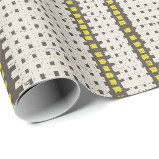 Gelb Holzkohle Geometrisches Gitter Modern gestric Geschenkpapier