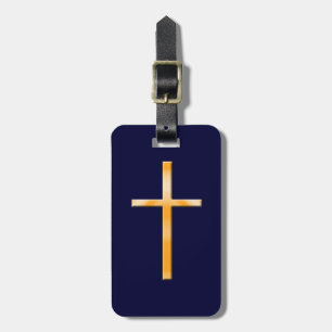 Gelb (Imitat Stein) Religiöses Kreuz/Personalisier Gepäckanhänger