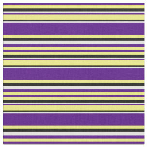 Gelb, Indigo, Minzcreme und schwarze Streifen Stoff