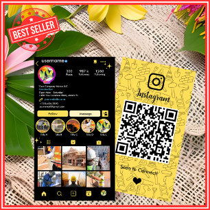 Gelb Industriebau Instagram QR Code Visitenkarte