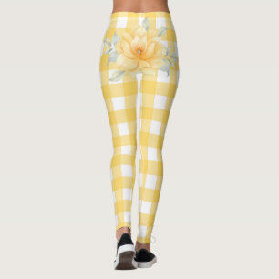 Gelb Kariert, Blume Hintern Leggings