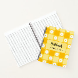Gelb kariert floral notizbuch