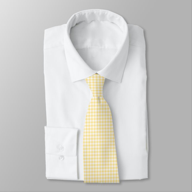 Gelb kariert Gingham Krawatte (Gebunden)