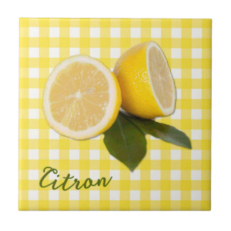 Gelb kariert mit frischen Zitronen Citrus Citron Fliese