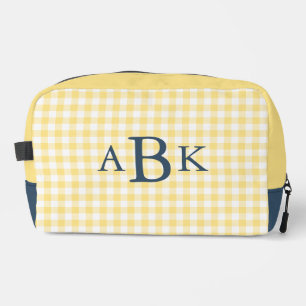 Gelb kariert mit Monogramm Waschbeutel