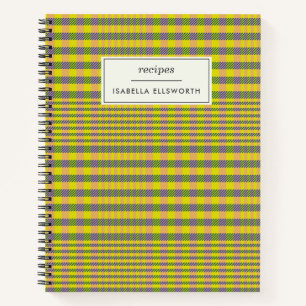 Gelb kariert Retro-Spaß personalisiertes Rezept Notizbuch