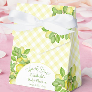 Gelb karierte Babyparty-Geschenkboxen im Zitronend Geschenkschachtel
