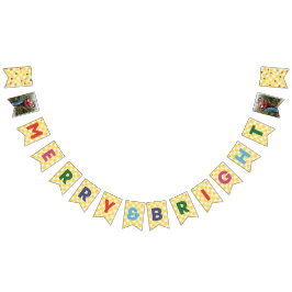 Gelb karierte Merry & Bright-Girlande Wimpelkette