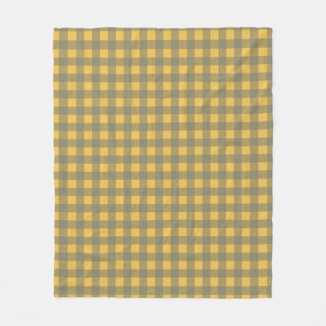 Gelb kariertes Gingham-Muster Fleecedecke (Vorderseite)