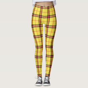 Gelb kariertes Muster Leggings