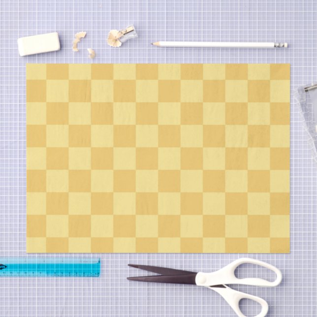 Gelb kariertes Muster Seidenpapier (Handwerk)