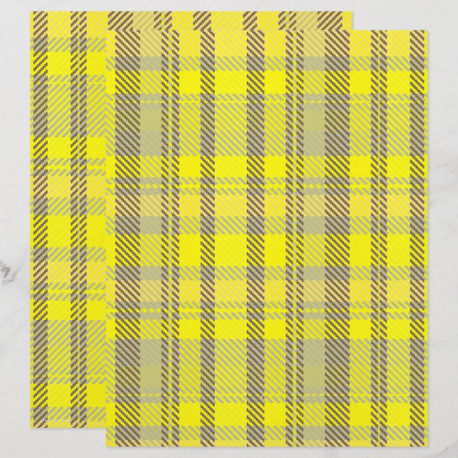 Gelb kariertes Scrapbook-Papier 2-seitige Seite (Vorne/Hinten)