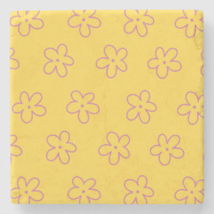 Gelb kühne Y2K-Wildblume Lebhaftes Frühjahrsdekor Steinuntersetzer