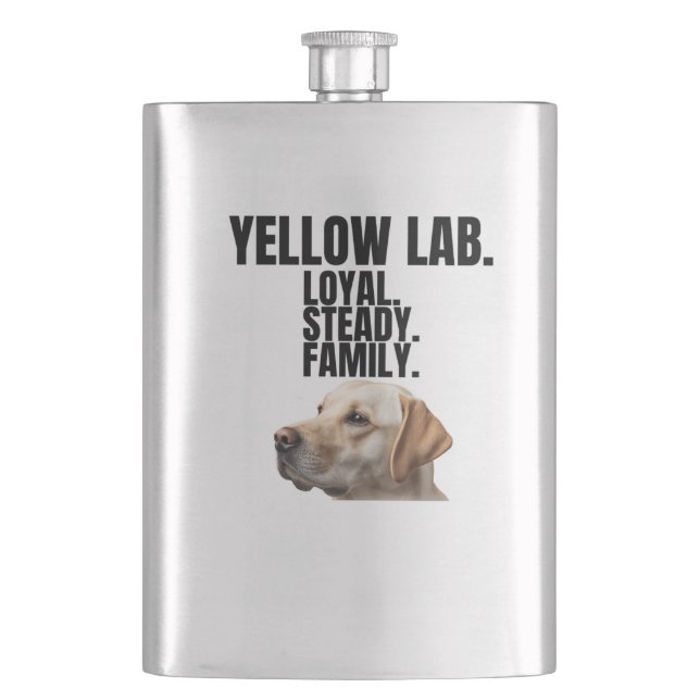 Gelb Lab Loyalty Edelstahl-Flasche Flachmann (Vorderseite)