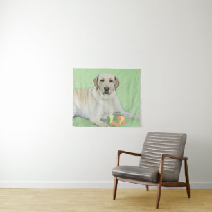 Gelb Labrador Retriever & Tennisbälle Malerei Wandteppich