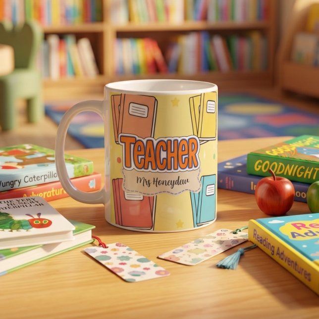 Gelb Lehrerbuch Muster  Kaffeetasse (Von Creator hochgeladen)