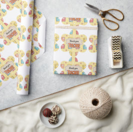 Gelb Lehrerin Schulbuch Muster Geschenkpapier