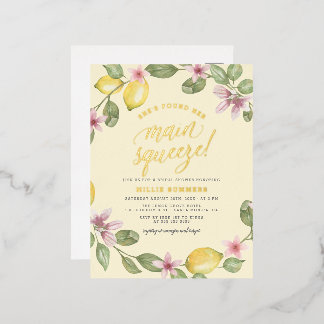 Gelb | Lemon Wreath Main Squeeze Brautparty Folie Einladungspostkarte