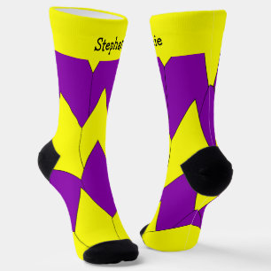 Gelb-lila Art Deco Design Socken