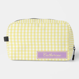 Gelb & Lila Gingham Süße Karo-Kosmetik Waschbeutel