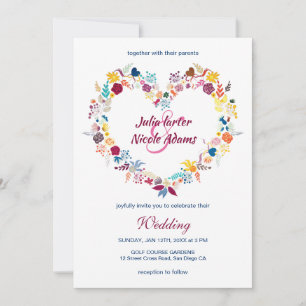 Gelb Lila Grün Frühlingsblumen Zorn Hochzeit Einladung