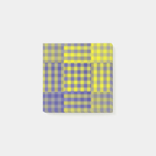 Gelb Lila Karo-Patchwork-Muster Post-it Klebezettel