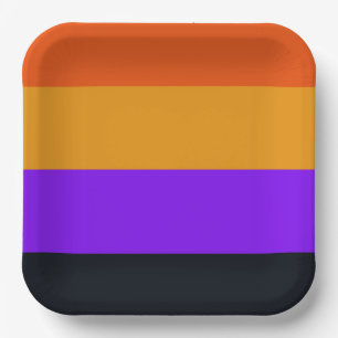 Gelb, Lila und schwarz Streifen Pappteller