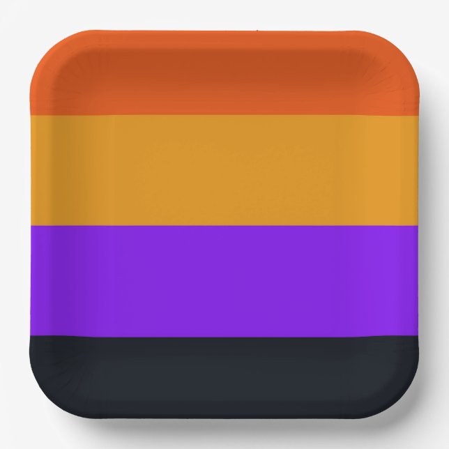 Gelb, Lila und schwarz Streifen Pappteller (Vorderseite)