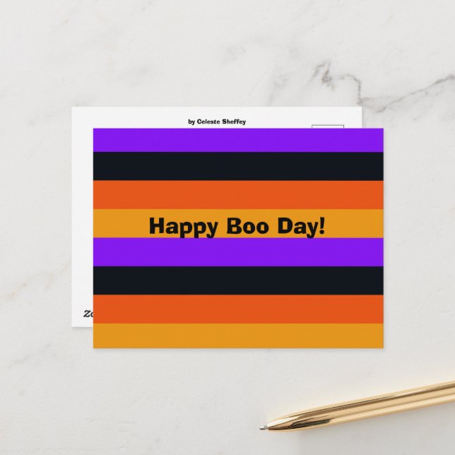 Gelb, Lila und schwarz Streifen Postkarte (Vorderseite/Rückseite Beispiel)