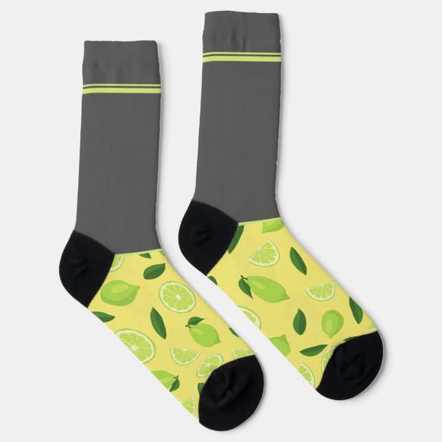 Gelb Limon auf grau, heimlich wild Socken (Rechts)